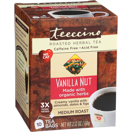 Teeccino Vanilla Nut Caffeine Free Herbal Coffee Teebags (Bx10) | TEECCINO