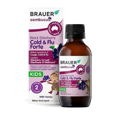 Brauer Sambucus Black Elderberry Kids Cold & Flu Forte 100ml
