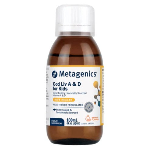 Metagenics Cod Liv A & D For Kids Orange Flavour 100ml