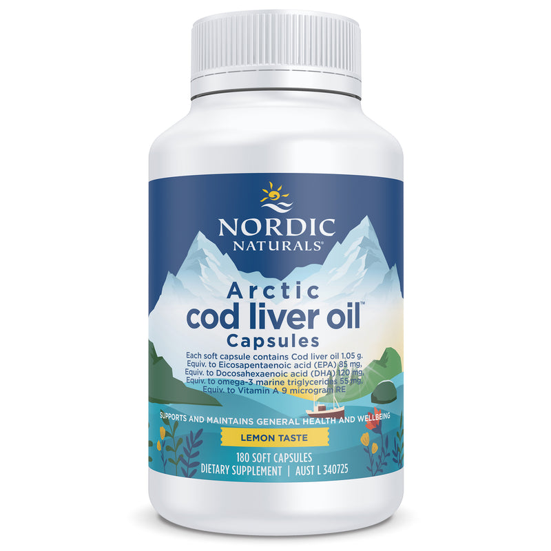 Nordic Naturals Arctic Cod Liver Oil Lemon 180Caps Fish Oils