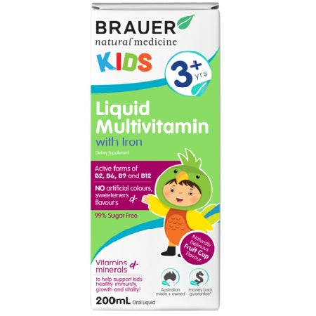 Brauer Natural Kids Liquid Multivitamin With Iron 200mls | BRAUER NATURAL