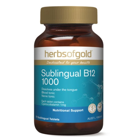 SUBLINGUAL B12 1000 75Tabs B12 | HERBS OF GOLD