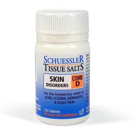 Schuessler Tissue Salts Comb D (Skin Disorders) 125Tabs | SCHUESSLER TISSUE SALTS