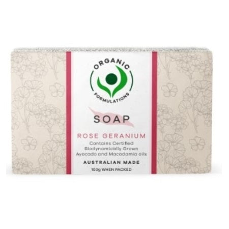 Organic Formulations Rose Geranium Soap 100g