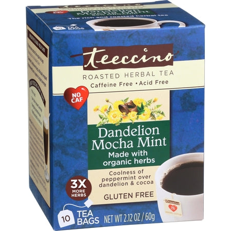 Teeccino Mocha Mint Dandelion Caffeine Free Herbal Cofee Tbag (Bx10) | TEECCINO